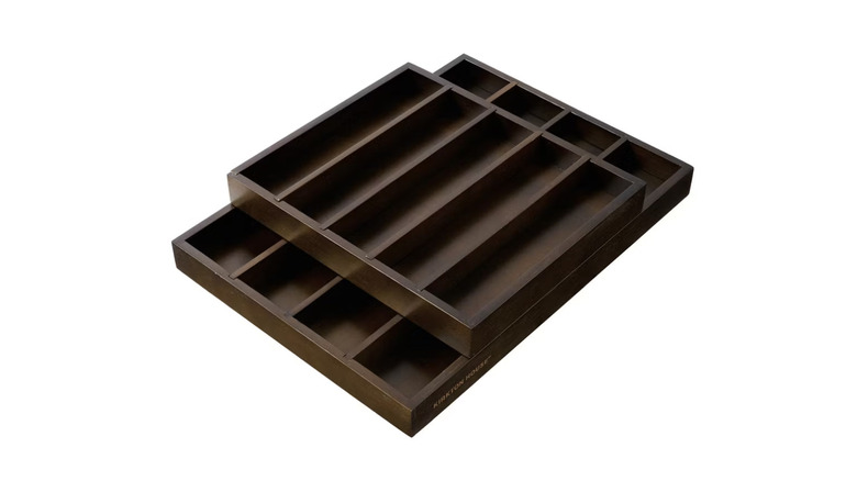 Organisateur d'ustensiles en bambou Kirkton House avec finition foncée