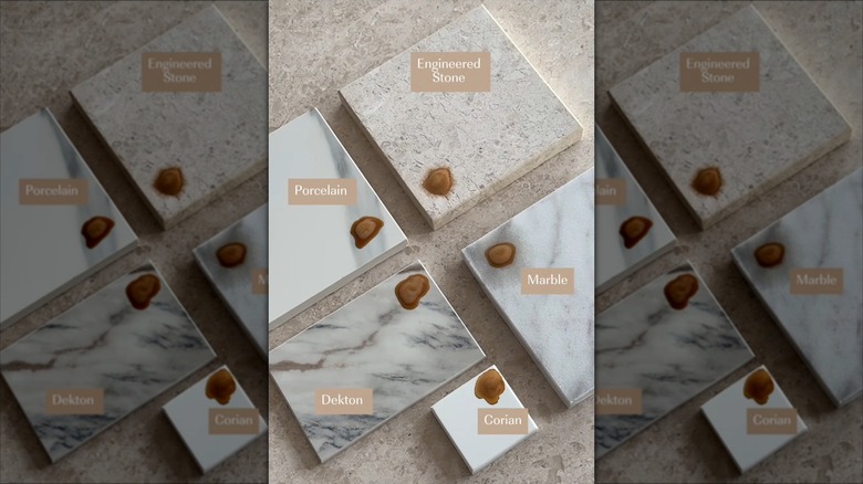 Divers matériaux de comptoir de cuisine