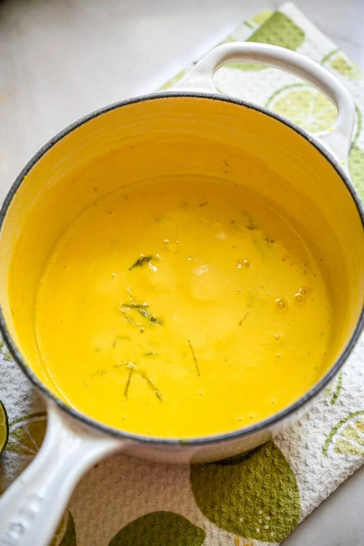 Mangue posset après cuisson.
