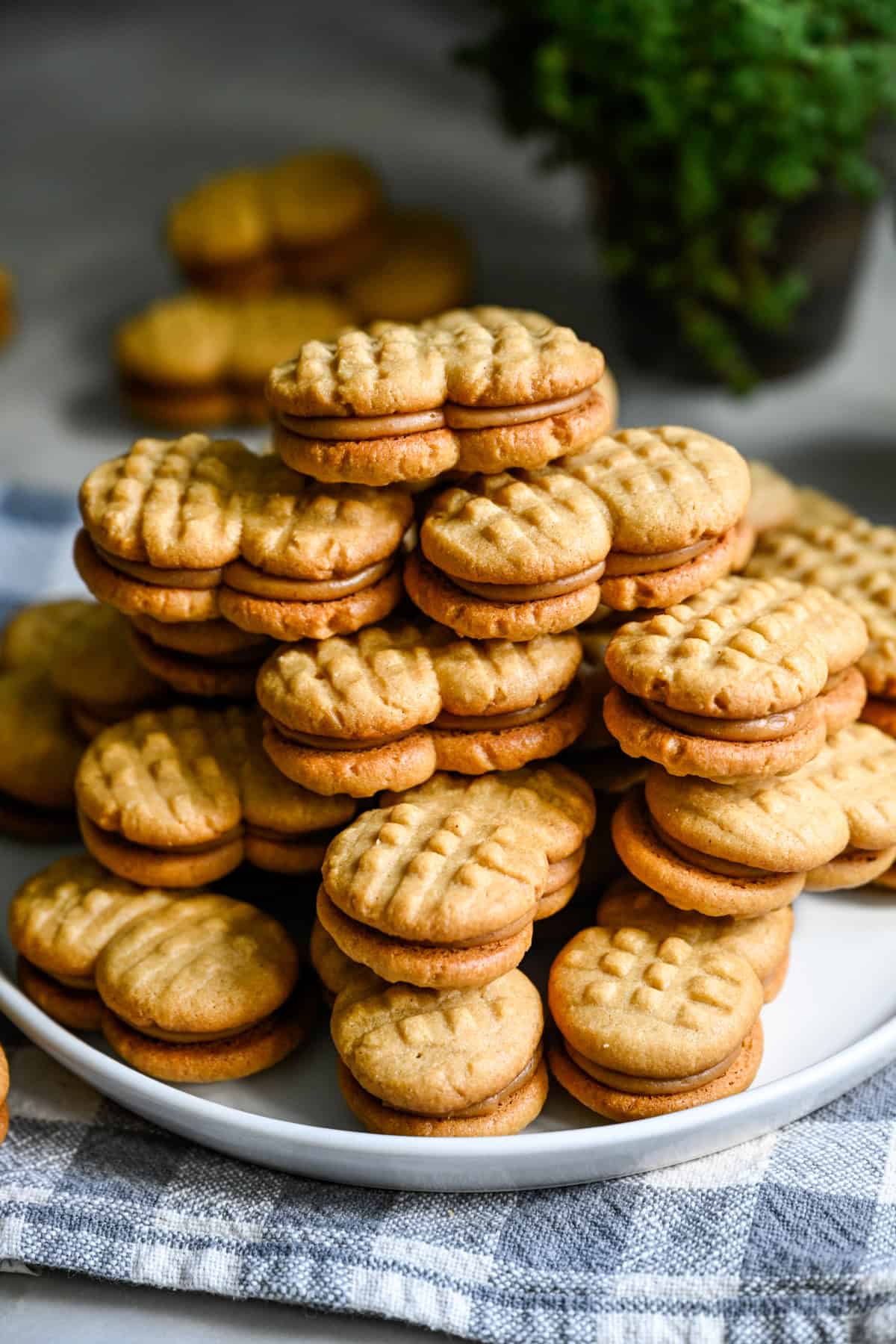 Une grosse pile de beurres de noix faits maison sur une assiette blanche.