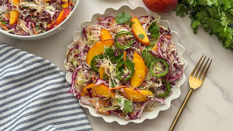 salade de chou sur une assiette blanche