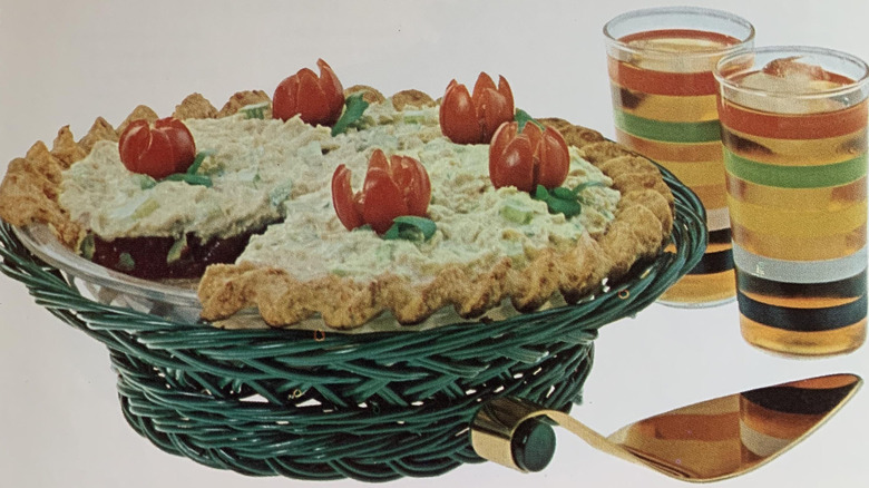 Une illustration de la tarte à la salade d'été tirée d'un livre de cuisine