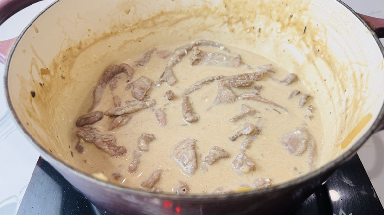 Sauce Stroganoff de bœuf et lanières de steak au four hollandais